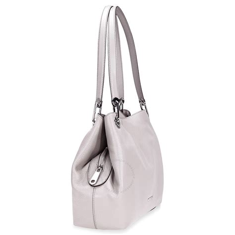 michael kors raven pebbled leather pearl grey|Raven Large Leather Shoulder Bag .